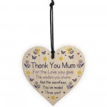 Thank You Mum Gift Wood Heart Birthday Mothers Day Gift