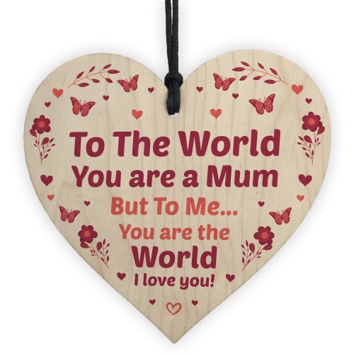 Mum Gifts From Daughter Son Wood Heart Thank You Mothers Day