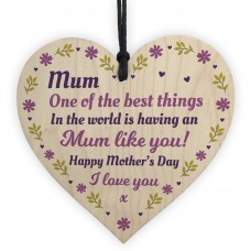 Novelty Mothers Day Gift Wood Heart Mum Gift From Daughter Son