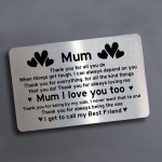 Best Friend Gift For Mum Mothers Day Birthday Gift Metal Card