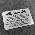 Best Friend Gift For Mum Mothers Day Birthday Gift Metal Card