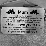 Best Friend Gift For Mum Mothers Day Birthday Gift Metal Card