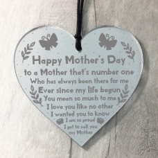 Mothers Day Gift For Number One Mum Engraved Heart Poem Gift