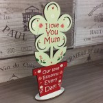 I Love You Mum Wood Standing Flower Mothers Day Gift