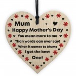 Mum Gift For Mothers Day Wood Heart Thank You Gift From Daughter