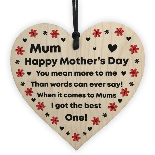 Mum Gift For Mothers Day Wood Heart Thank You Gift From Daughter