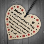 Mum Gift For Mothers Day Wood Heart Thank You Gift From Daughter