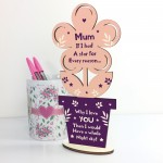 Mum Gifts Love Plaque Standing Wood Flower Mothers Day Birthday