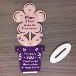 Mum Gifts Love Plaque Standing Wood Flower Mothers Day Birthday