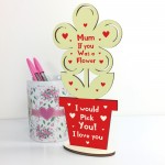 I Love You Gifts For Mum Wood Standing Flower Mothers Day Gift