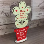 I Love You Gifts For Mum Wood Standing Flower Mothers Day Gift