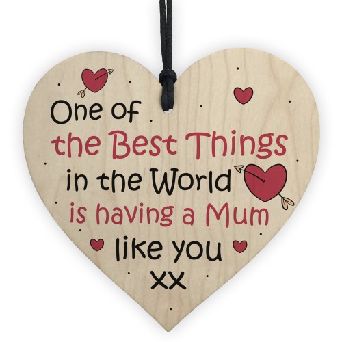 Gift For Mum From Daughter Son Wood Heart Mothers Day Birthday