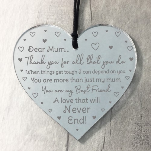 Mothers Day Gift Engraved Heart Mum Best Friend Gift