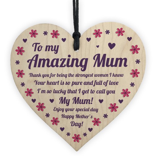 Gift For Mum On Mothers Day Wood Heart Thank You Gift