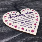 Gift For Mum On Mothers Day Wood Heart Thank You Gift