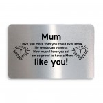 Mum I Love You Gift Metal Card Gift For Mothers Day Birthday 