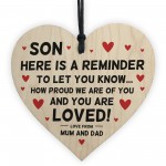 Son Gifts From Dad Mum Wood Heart Gift For Him 16th 18th 21st