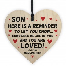 Son Gifts From Dad Mum Wood Heart Gift For Him 16th 18th 21st