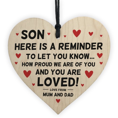 Son Gifts From Dad Mum Wood Heart Gift For Him 16th 18th 21st