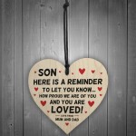 Son Gifts From Dad Mum Wood Heart Gift For Him 16th 18th 21st