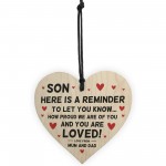 Son Gifts From Dad Mum Wood Heart Gift For Him 16th 18th 21st