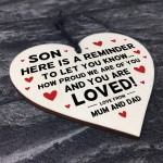 Son Gifts From Dad Mum Wood Heart Gift For Him 16th 18th 21st