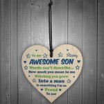 Awesome Son Gifts From Dad Mum Heart Gift For Him 16th 18th