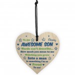 Awesome Son Gifts From Dad Mum Heart Gift For Him 16th 18th