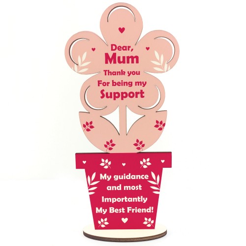 Mum Gift For Mothers Day Wood Standing Flower Thank You Gift
