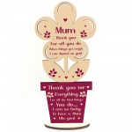 Special Mothers Day Gift Poem Standing Wood Flower Mum Gift