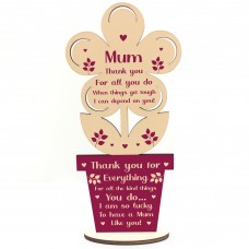 Special Mothers Day Gift Poem Standing Wood Flower Mum Gift