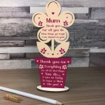 Special Mothers Day Gift Poem Standing Wood Flower Mum Gift