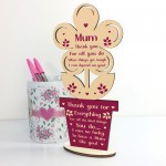 Special Mothers Day Gift Poem Standing Wood Flower Mum Gift