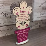 Special Mothers Day Gift Poem Standing Wood Flower Mum Gift