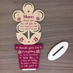 Special Mothers Day Gift Poem Standing Wood Flower Mum Gift