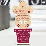 Special Mothers Day Gift Poem Standing Wood Flower Mum Gift