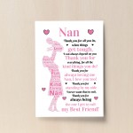 Nan POEM Gifts for Nan Mothers Day Gifts Birthday Print