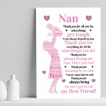 Nan POEM Gifts for Nan Mothers Day Gifts Birthday Print