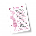 Nan POEM Gifts for Nan Mothers Day Gifts Birthday Print