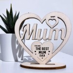 Mothers Day Wooden Heart Engraved Craft Gift For Mum Birthday