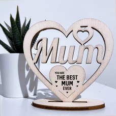 Mothers Day Wooden Heart Engraved Craft Gift For Mum Birthday