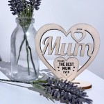 Mothers Day Wooden Heart Engraved Craft Gift For Mum Birthday