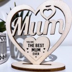 Mothers Day Wooden Heart Engraved Craft Gift For Mum Birthday