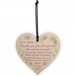 Mum Gift For Mothers Day Birthday I Love You Gift Wooden Heart