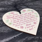 Mum Gift For Mothers Day Birthday I Love You Gift Wooden Heart