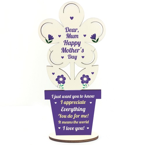 Gift For Mum On Mothers Day Wood Flower Special Gift For Mum