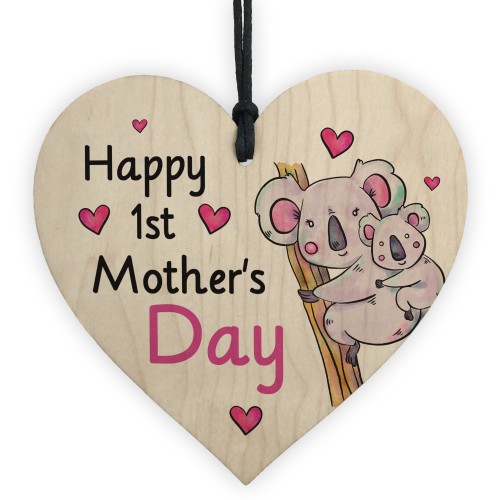 Personalised 1st Mothers Day Gift For Mummy Wooden Heart Plaque