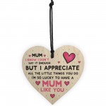 Mothers Day Gift Idea Wooden Heart Mum Present Birthday
