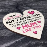 Mothers Day Gift Idea Wooden Heart Mum Present Birthday