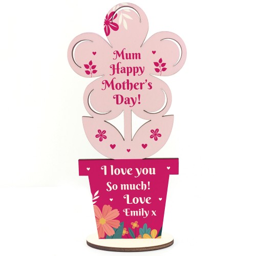 Mothers Day Gift For Mum Mummy Wood Standing Flower Love Gift